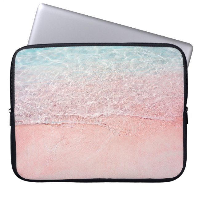Capa Para Notebook Praia Rosa e Onda Splash (Frente)