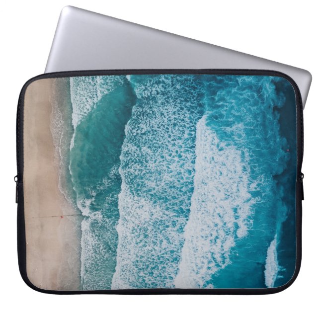 Capa Para Notebook Praia Sandy das Ondas do Oceano Azul (Frente)