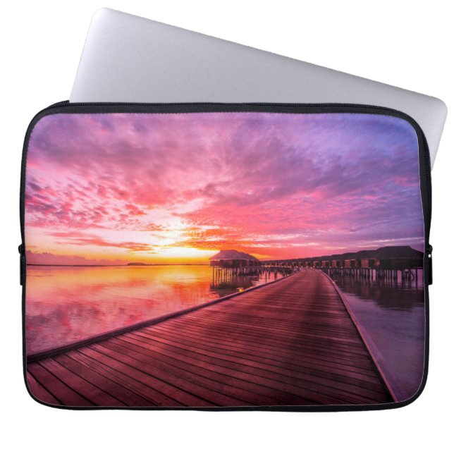 Capa Para Notebook Praias Tropicais | Maldivas Sunset (Frente)