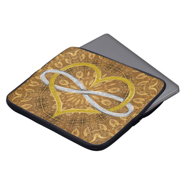 Capa Para Notebook Prata Dourada Infinita do Coração (Frente Topo)