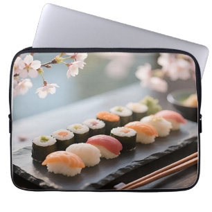 Capa Para Notebook Prato de Sushi Flor de Cerejeira