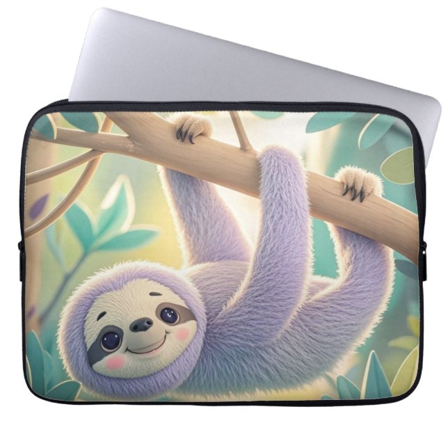 Capa Para Notebook preguiça de desenho pendurada de cabeça para baixo (Frente)