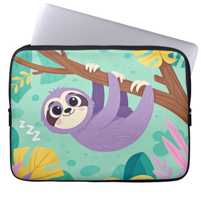 Capa Para Notebook preguiça de desenho pendurada de cabeça para baixo (Frente)