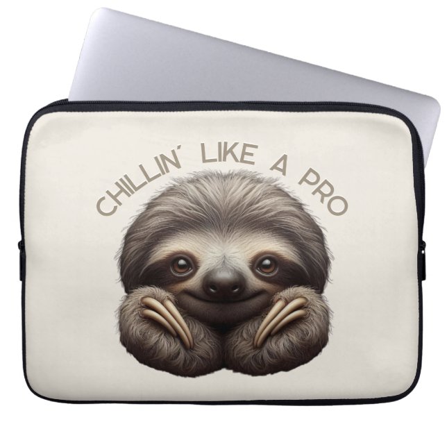 Capa Para Notebook Preguiça Fofa Relaxando Como um Profissional (Frente)