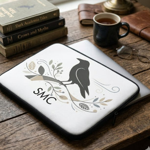 Capa Para Notebook Presente de aniversário floral de corvo acadêmico