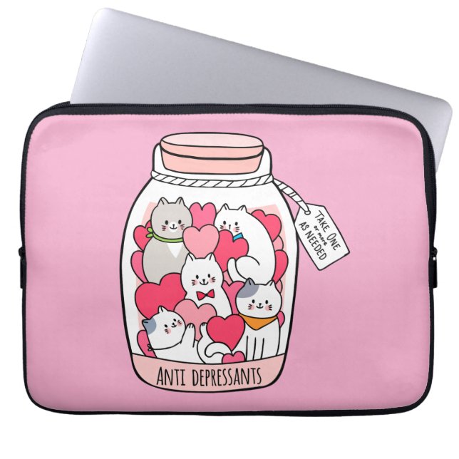 Capa Para Notebook Presente Divertido de Antidepressivo de Gato para  (Frente)