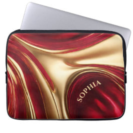 Capa Para Notebook Presente Natal Vermelho e Dourado-