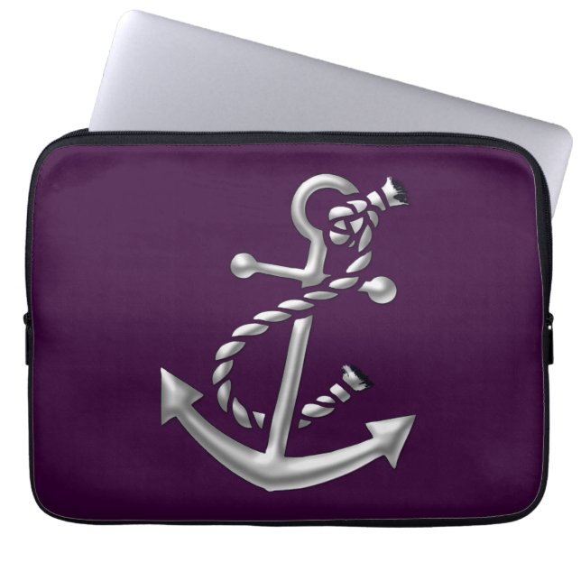 Capa Para Notebook Presente náutico marinho ancorado do navio (Frente)