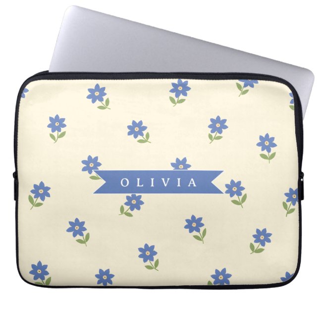 Capa Para Notebook Presente Personalizado com Nome e Padrão de Flor S (Frente)