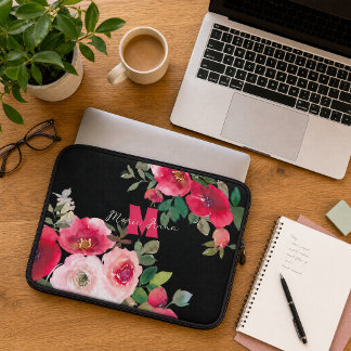 Capa Para Notebook Presente Personalizado Nome Rosa Floral para Ela