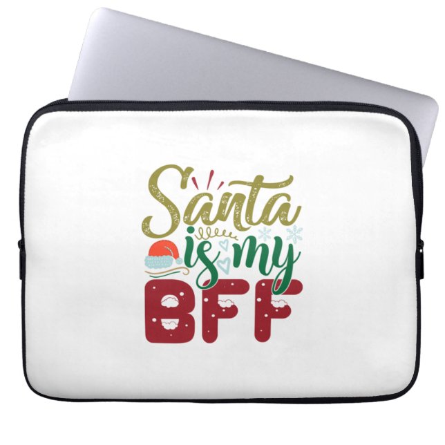 Capa Para Notebook Presente Xmas | Papais noeis É Meu BFF (Frente)