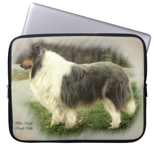 Capa Para Notebook Presentes de Collie Rough Rough Blue (Frente)