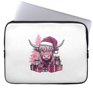 Capa Para Notebook Presentes de Natal da Vaca de Terras Altas Rosa Ar