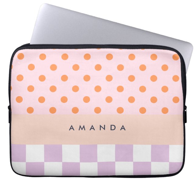 Capa Para Notebook Presentes Lilac de Bolinhas do Monograma Personali (Frente)