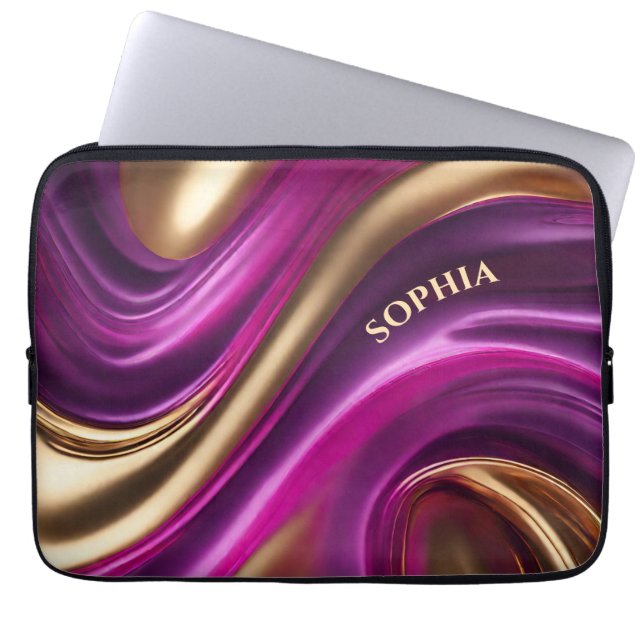 Capa Para Notebook Presentes modernos para o rosa-púrpura e Dourado- (Frente)