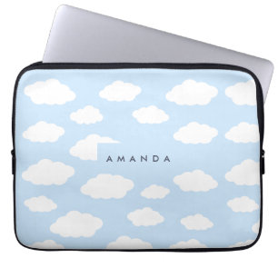 Capa Para Notebook Presentes Personalizados com Monograma Nuvem Azul