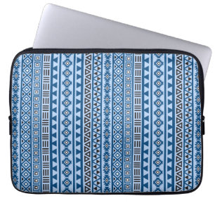 Capa Para Notebook Preto & branco verticais de azuis do teste padrão