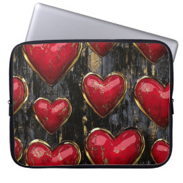 CAPA PARA NOTEBOOK PRETO COM CORAÇÕES DE SÃO VALENTIM VERMELHOS E DOU