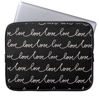 CAPA PARA NOTEBOOK PRETO COM SCRIPT DE AMOR BRANCO