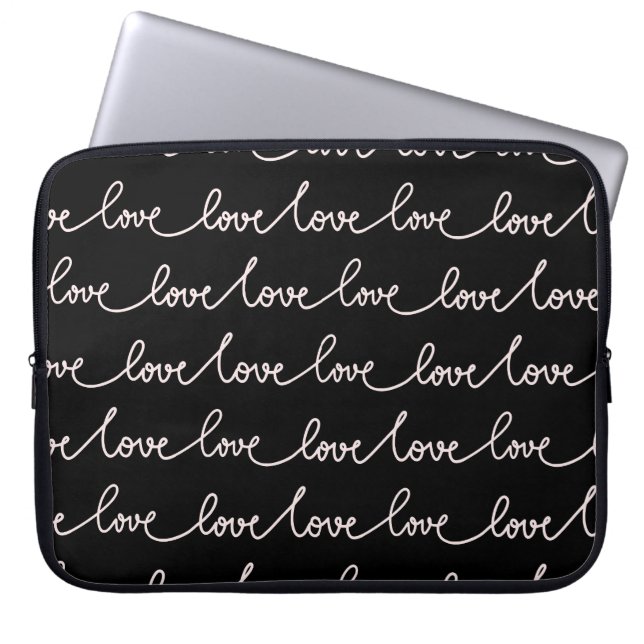 CAPA PARA NOTEBOOK PRETO COM SCRIPT DE AMOR BRANCO (Frente)