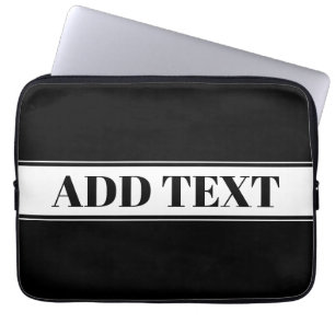 Capa Para Notebook Preto e Branco Nome Personalizado Listra