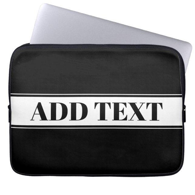 Capa Para Notebook Preto e Branco Nome Personalizado Listra (Frente)