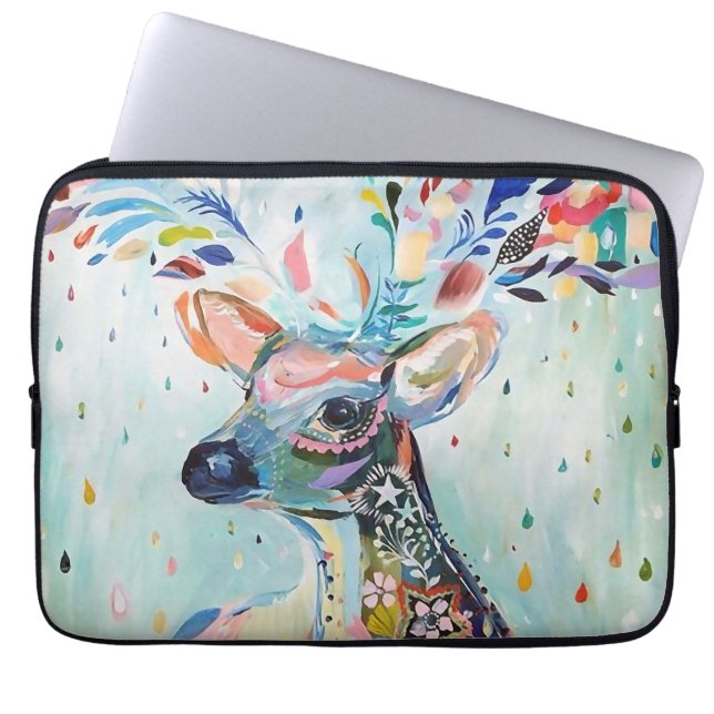 Capa Para Notebook Pretty Modern Deer Art Flower Antlers (Frente)