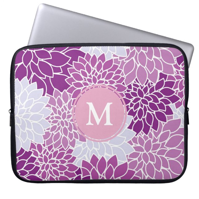 Capa Para Notebook Pretty Purple Floral Pattern Monogram (Frente)