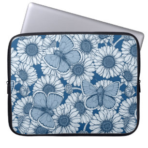 Capa Para Notebook Primavera azul, flores silvestres, margaridas