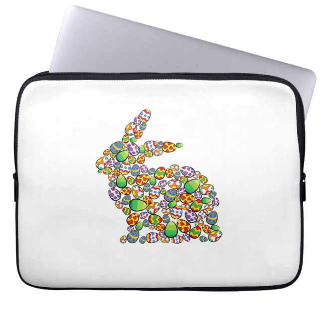 Capa Para Notebook Primavera de Coelhinho Coelho de Páscoa Caça a Ovo (Frente)