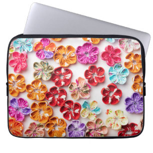 Capa Para Notebook Primavera tecido com costura manual Flores multico