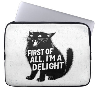 Capa Para Notebook Primeiro De Tudo Sou Um Delight Gato Preto Rugindo
