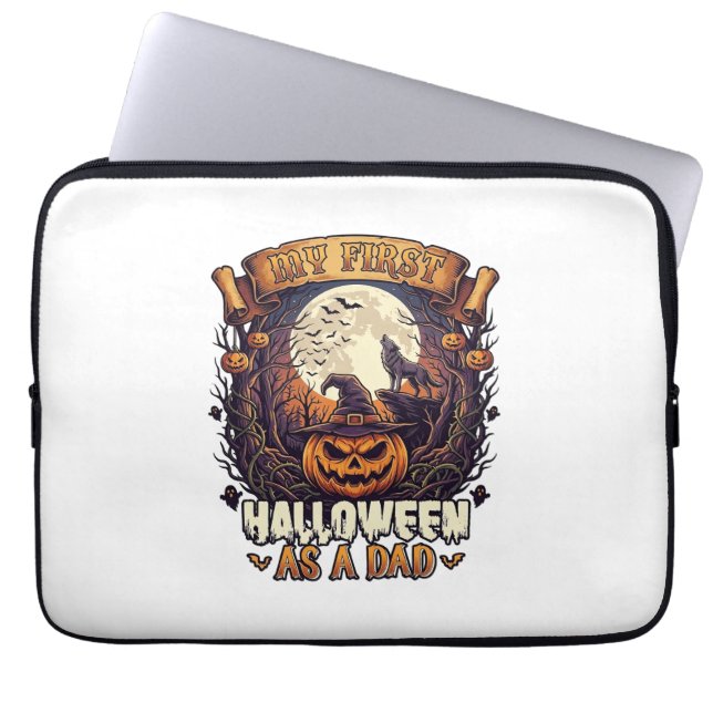 Capa Para Notebook Primeiro Halloween Como Papai Abóbora Lobo Lua_1 (Frente)