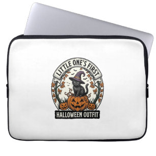 Capa Para Notebook Primeiro Traje de Halloween Vintage Gato Preto Abó