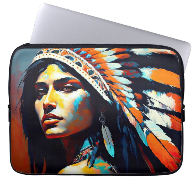Capa Para Notebook Princesa Guerreira Nativa Americana (Frente)