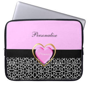 Capa Para Notebook Princesa preta cor-de-rosa feminino Girafa
