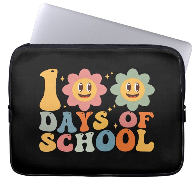 Capa Para Notebook Professor Crianças Retro Groovy 100 Dias de Escola (Frente)
