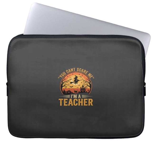 Capa Para Notebook Professor de Halloween Bruxa Gato Design (Frente)