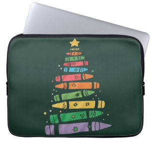 Capa Para Notebook Professor de Natal Lápis de Cor Árvore Luzes de Na