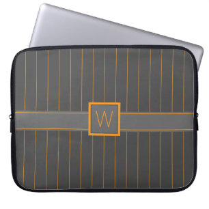 Capa Para Notebook Protetor de Laptop Cinza com Listras Laranja
