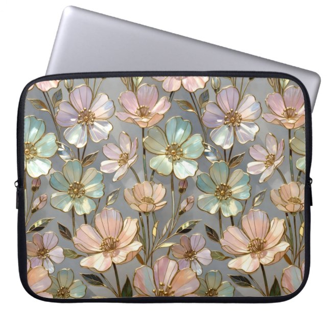 Capa Para Notebook Protetor de Laptop Floral Padrão de Flores Pastel (Frente)