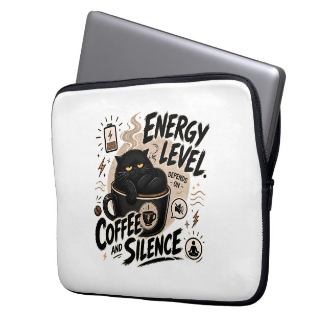 Capa Para Notebook Protetor de Laptop Gato Preto Engraçado Introverti (Frente Esquerda)