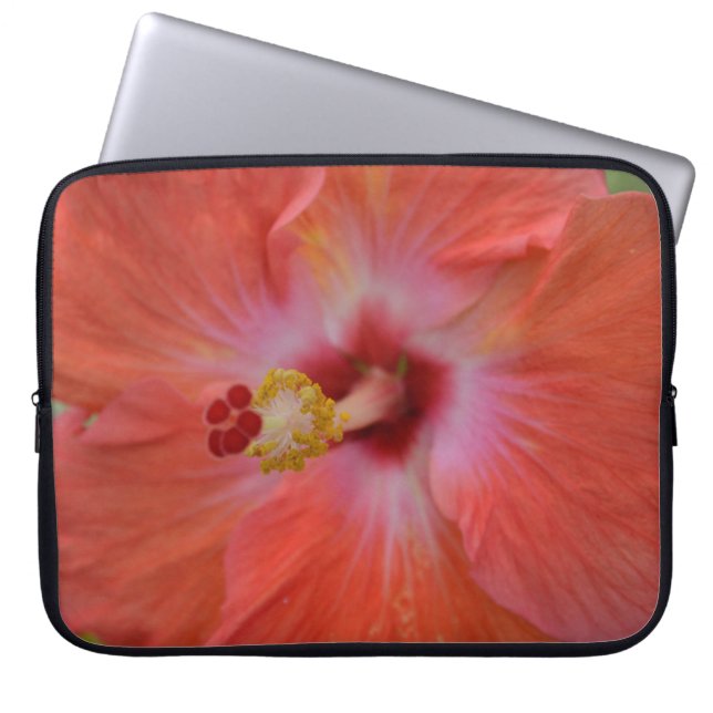 Capa Para Notebook Protetor de Laptop Hibisco Laranja (Frente)