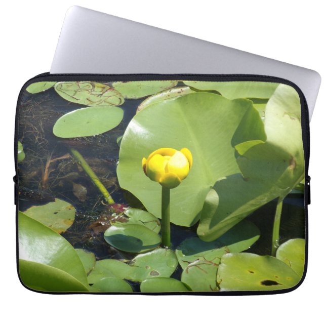 Capa Para Notebook Protetor para Laptop com Botão de Lírio Amarelo e  (Frente)