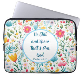 Capa Para Notebook Psalm 46:10 Floral Electronic Bag