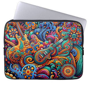 Capa Para Notebook Psychedelic Batik Guitar Arte Colorida Música Retr