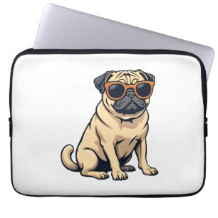 Capa Para Notebook Pug Antigo Fazendo Dab com Óculos de Sol Cachorro