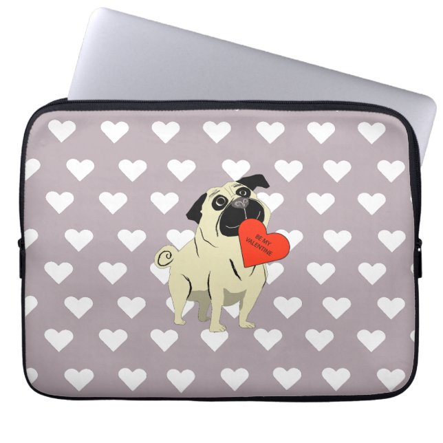 Capa Para Notebook Pug be my Valentine (Frente)
