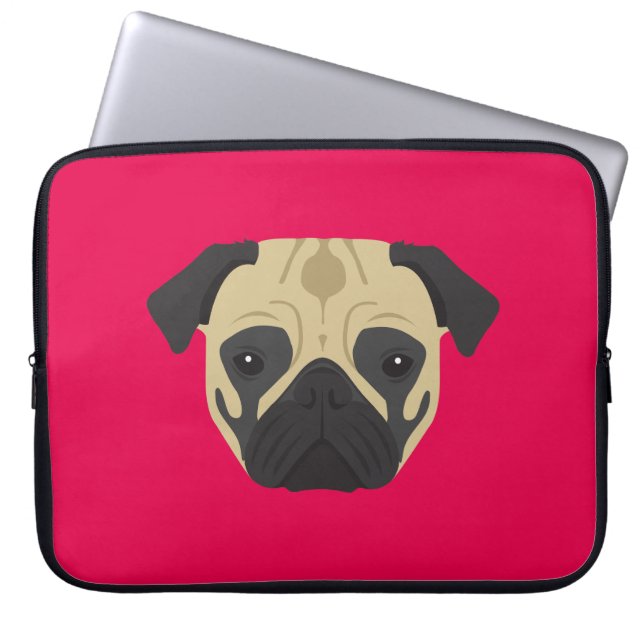 Capa Para Notebook Pug cor-de-rosa (Frente)