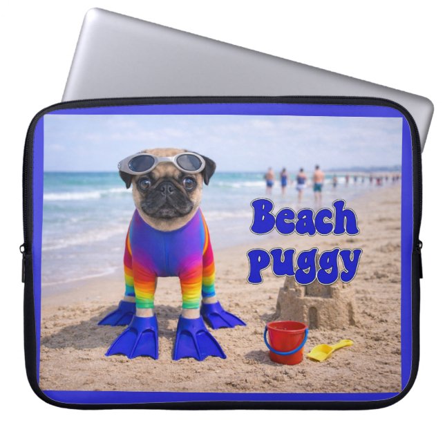 Capa Para Notebook Pug da Praia (Frente)